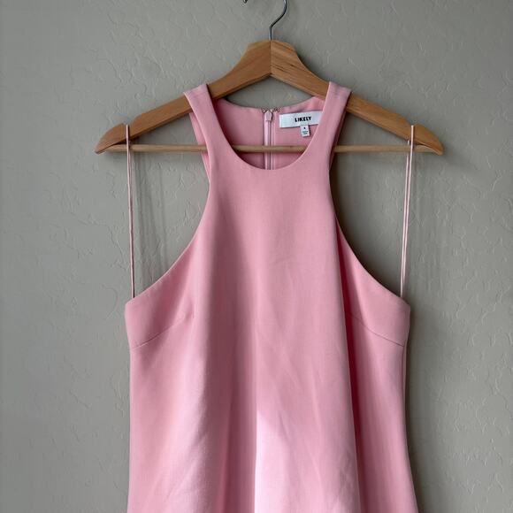 Likely Dress Leila Blush Pink Drop Waist Sleeveless Halter Mini Dress Size 4 - Picture 2 of 9